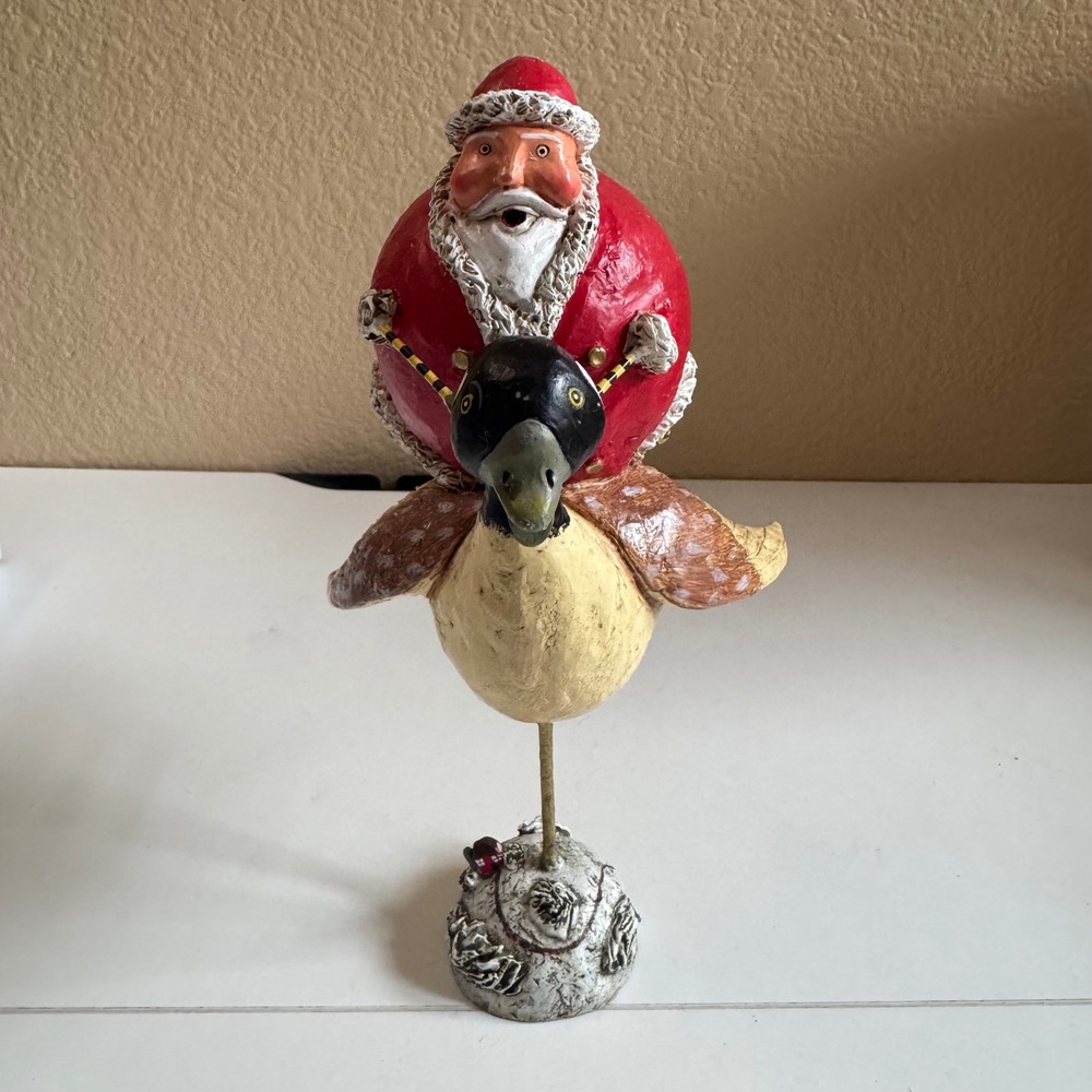 Santa's Goose Chase by Lori Mitchell Canada Goose Christmas Decor 9 Inch Y2K